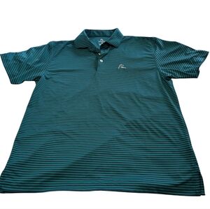 Rhoback Green Blue Striped Medium Polo